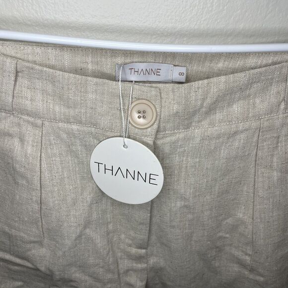 Thanne Linen Blend Shorts Beach Casual Tan Women 8 NWT - Picture 2 of 5